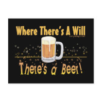 Where There's A Will, There's a Beer! postcards
