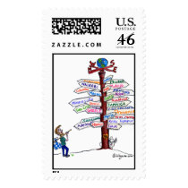 Where To Go? Road Signs Traveler Custom Postage postage