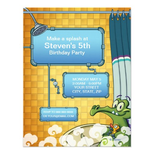 Where's My Water Birthday Invitation (front side)