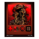 postcard - One of the buttons bears a likeness to the creature.  What would happen if this one was pressed?