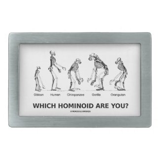 Which Hominoid Are You? (Skeletons Humor) Rectangular Belt Buckle