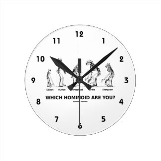 Which Hominoid Are You? (Skeletons Humor) Wall Clock