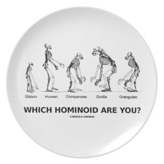 Which Hominoid Are You? (Skeletons Humor) Party Plates