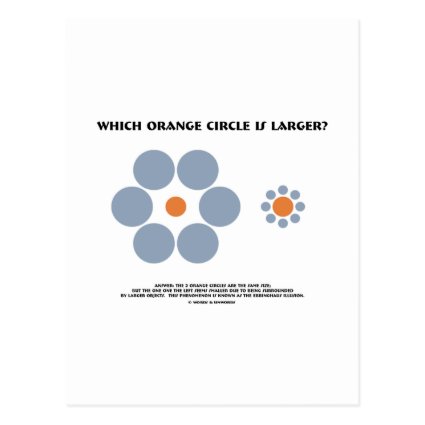 Which Orange Circle Is Larger? (Optical Illusion) Postcard