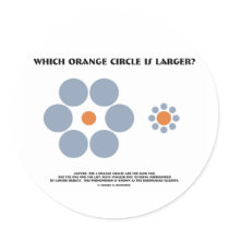Which Orange Circle Is Larger? (Optical Illusion) stickers by wordsunwords Which Orange Circle Is Larger? (Optical Illusion) stickers