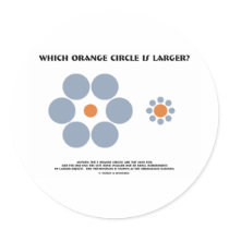 Which Orange Circle Is Larger? (Optical Illusion) stickers by wordsunwords Which Orange Circle Is Larger? (Optical Illusion) stickers