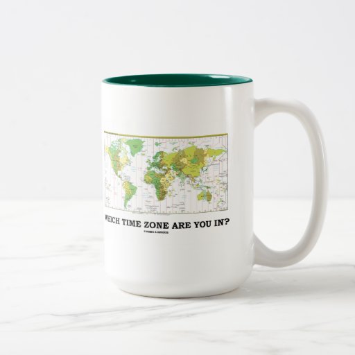 Which Time Zone Are You In? (Time Zones World Map) Mug
