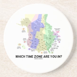 Which Time Zone Are You In? (United States Canada) Beverage Coaster