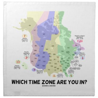 Which Time Zone Are You In? (United States Canada) Napkins