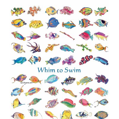 Whim To Swim Cartoon Fish T Shirts by lillyarts