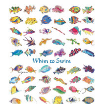 Whim To Swim Cartoon Fish t-shirts by lillyarts Whim To Swim Cartoon Fish t-shirts