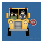 Whimiscal School Bus with Kids & Driver Print