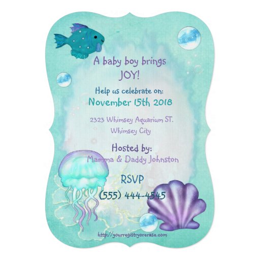 Whimsey Aquarium 2 ITS A BABY BOY GIRL SHOWER Custom Announcement