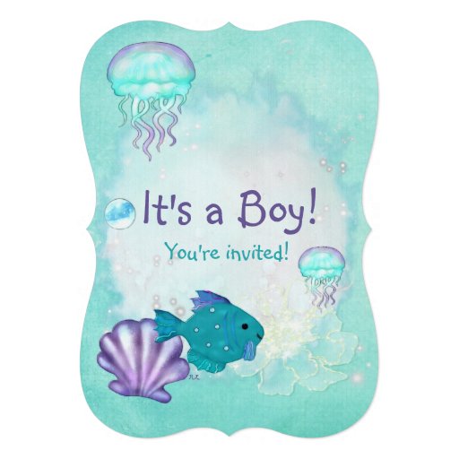 Whimsey Aquarium 2 ITS A BABY BOY GIRL SHOWER Custom Announcement