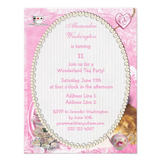 Whimsical Alice in Wonderland Birthday Tea Party Announcements