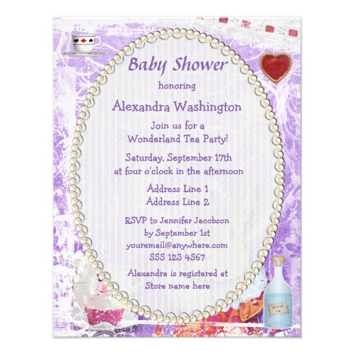 Whimsical Alice in Wonderland Collage Baby Shower Personalized Invitations