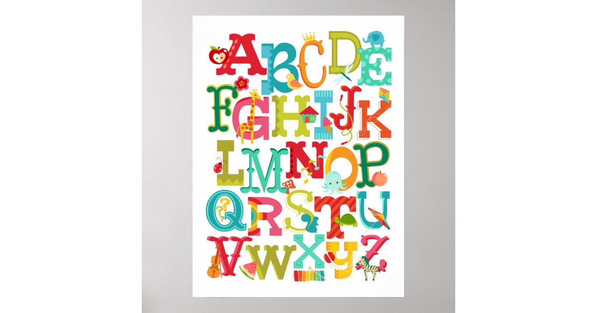 Whimsical Alphabet for Kids Poster | Zazzle