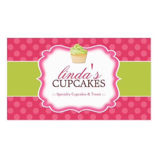 Whimsical and Cute Cupcake Business Cards (front side)