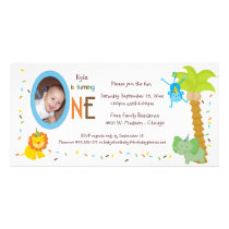 Whimsical Animals First Birthday Photo Cards