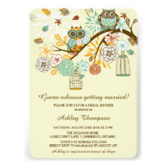 Whimsical Autumn Owls Bridal Shower Invitation