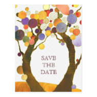 Whimsical Autumn Tree Theme Save the Date Postcard