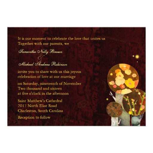 Whimsical Autumn Trees: Fall Wedding Invitations