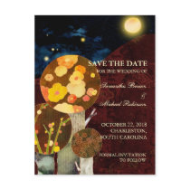 Whimsical Autumn Trees: Save the Date Postcards postcards