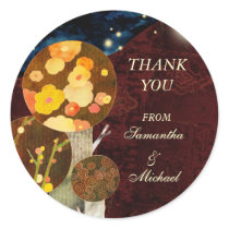 Whimsical Autumn Trees: Wedding Thank You Sticker stickers