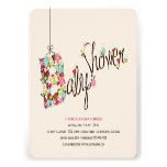 Whimsical B Spring Flowers Baby Shower Invite