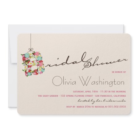 Whimsical B Spring Flowers Bridal Shower Invite