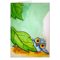 WHIMSICAL BABY BLUE OWL Card