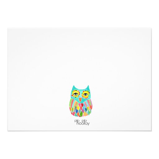 Whimsical Baby Shower Rainbow Owl Invite