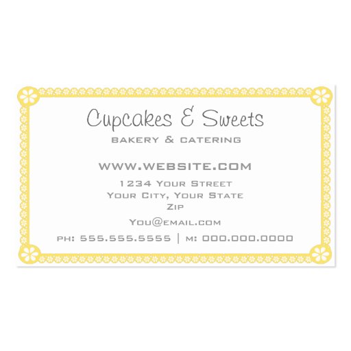 Whimsical Bakery Cupcake Business Card (back side)