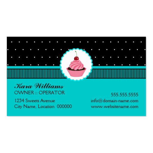 Whimsical Bakery Cupcake Business Cards (back side)