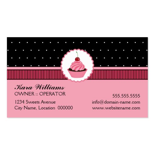 Whimsical Bakery Cupcake Business Cards (back side)