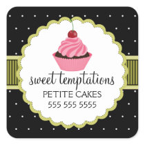 Whimsical Bakery Cupcake Green Stickers