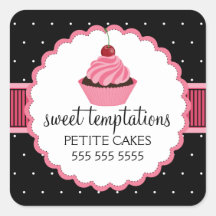 Whimsical Bakery Cupcake Pink Stickers
