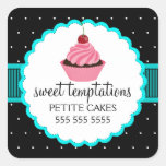 Whimsical Bakery Cupcake Turquoise Stickers