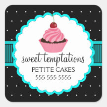Whimsical Bakery Cupcake Turquoise Stickers
