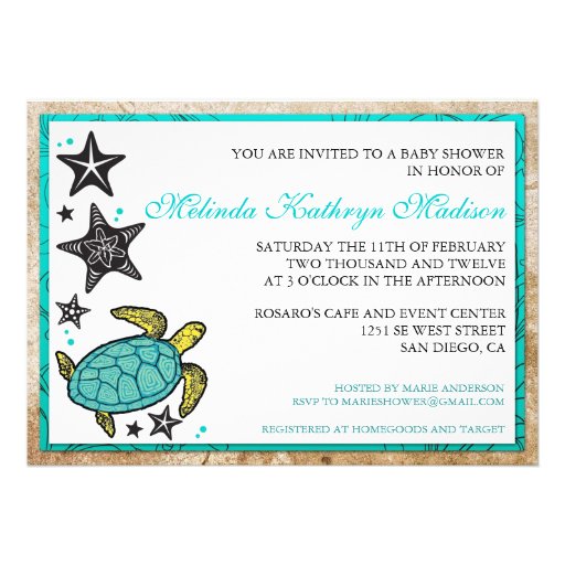 Whimsical Beach BABY Shower  Invitations (front side)