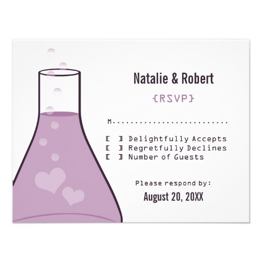 Whimsical Beaker Response Card, Purple Announcement