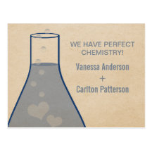 Whimsical Beaker Save the Date Postcard, Blue