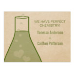 Whimsical Beaker Save the Date Postcard, Green