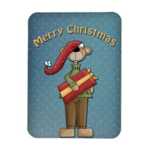 Whimsical bear with gift flexible magnets