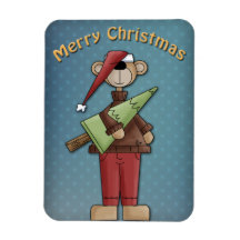Whimsical bear with tree magnet