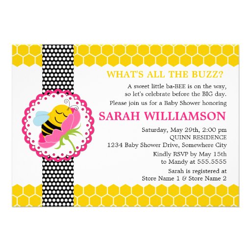 Whimsical Bee Baby Shower Invitation