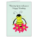 Whimsical Bee with Flowers Greeting Card