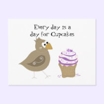 Whimsical Bird and Cupcake postcards