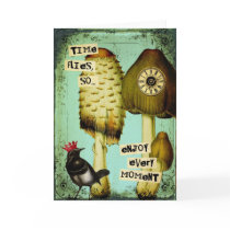 Whimsical Bird and Mushrooms Greeting Card cards