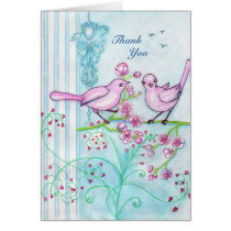 Whimsical Bird Duo Thank You Note Greeting Card cards